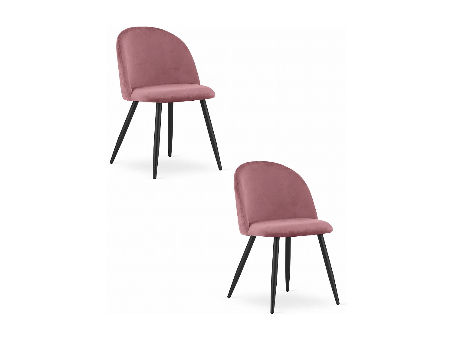 Chaise Valora BELLO en velours rose foncé, pieds en métal noir x2