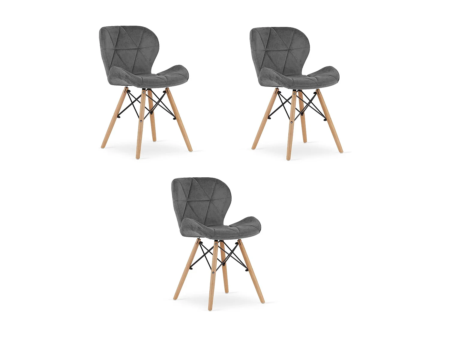 Valora WAKO Fauteuil en velours gris, design moderne pour salon x3
