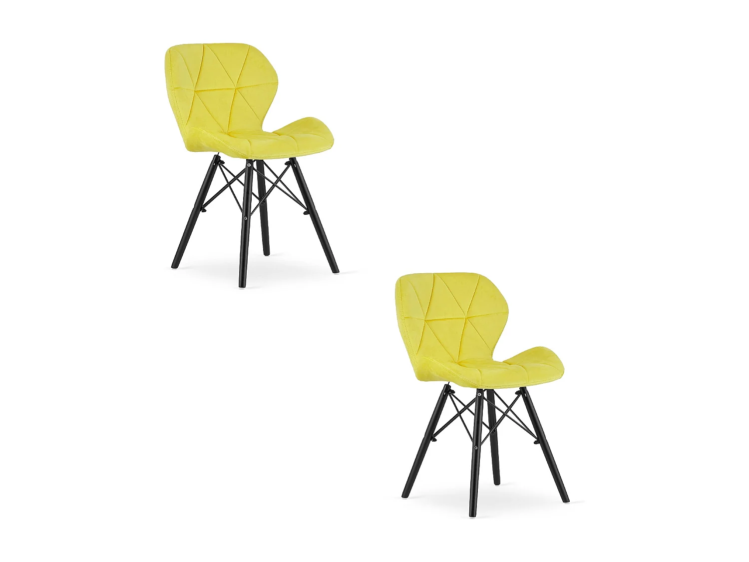 Valora WAKO Fauteuil en velours jaune et noir, pieds pour salon x2