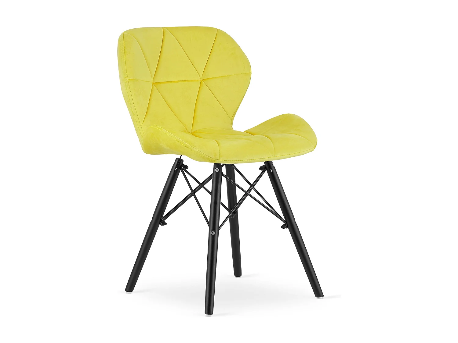 Valora WAKO Fauteuil en velours jaune et noir, pieds pour salon x2