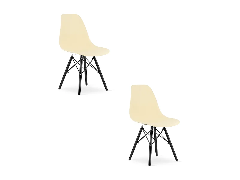 Valora OSAKA Sessel, cremefarben, schwarze Beine, für Wohnzimmer (2 Stück)