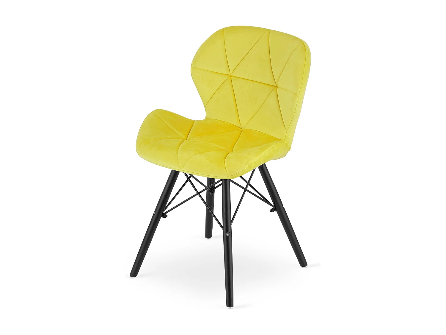 Fauteuil Valora WAKO en velours jaune, pieds noirs, design moderne