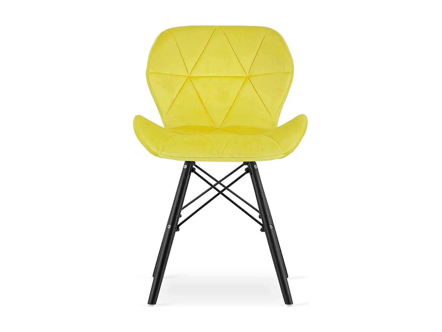Fauteuil Valora WAKO en velours jaune, pieds noirs, design moderne