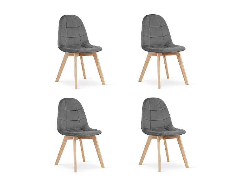 Valora NUUC Stuhl, dunkelgrauer Samt, ergonomisches Design, 4 Stück