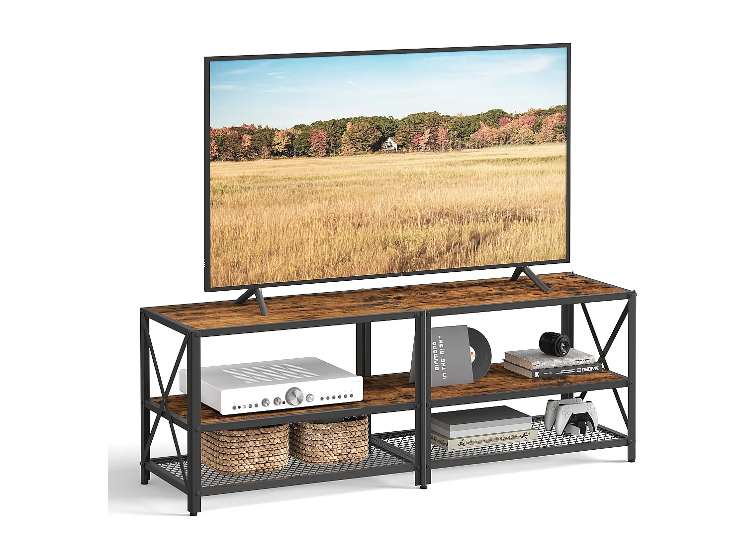 Meuble TV Valora style loft marron rustique pour salon