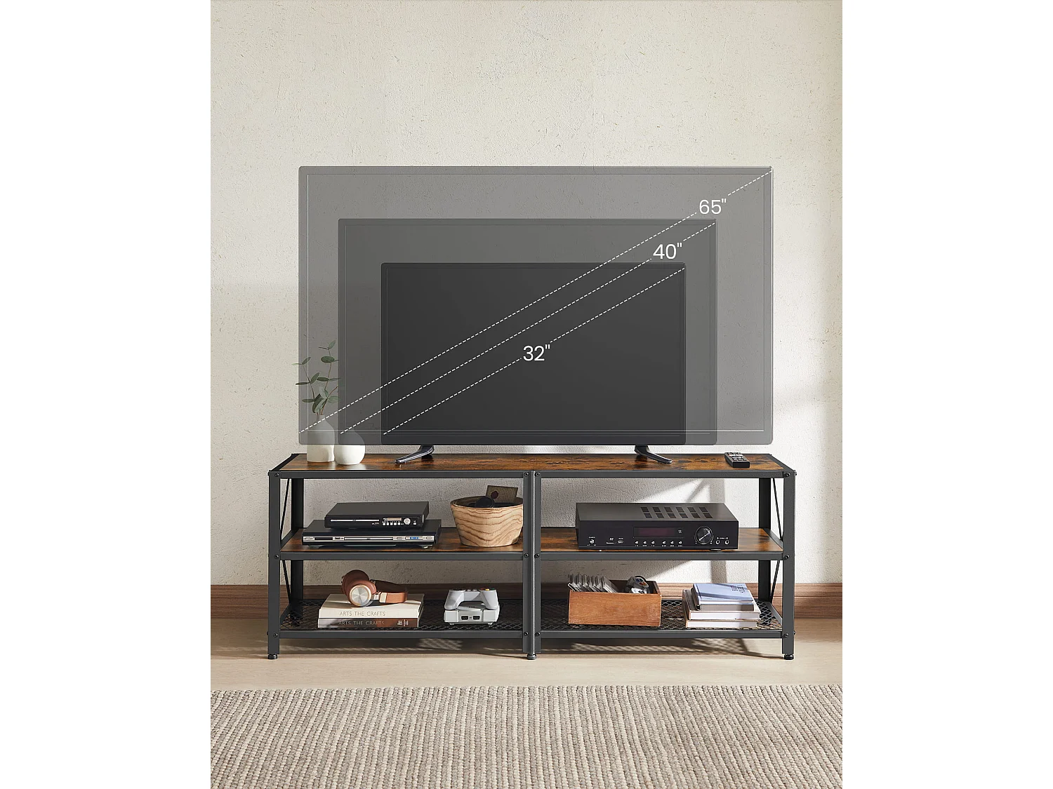 Meuble TV Valora style loft marron rustique pour salon