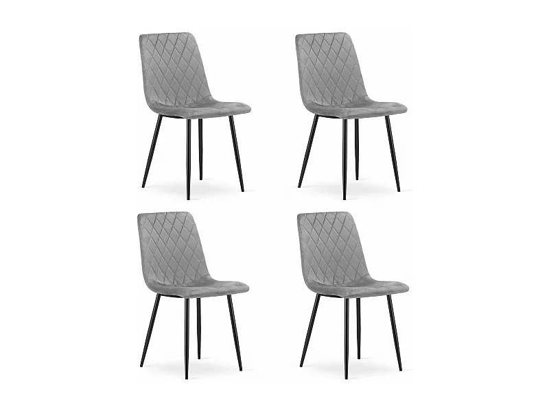 Valora TURIN Stuhl, hellgrauer Samt, ergonomisches Design, 4 Stück