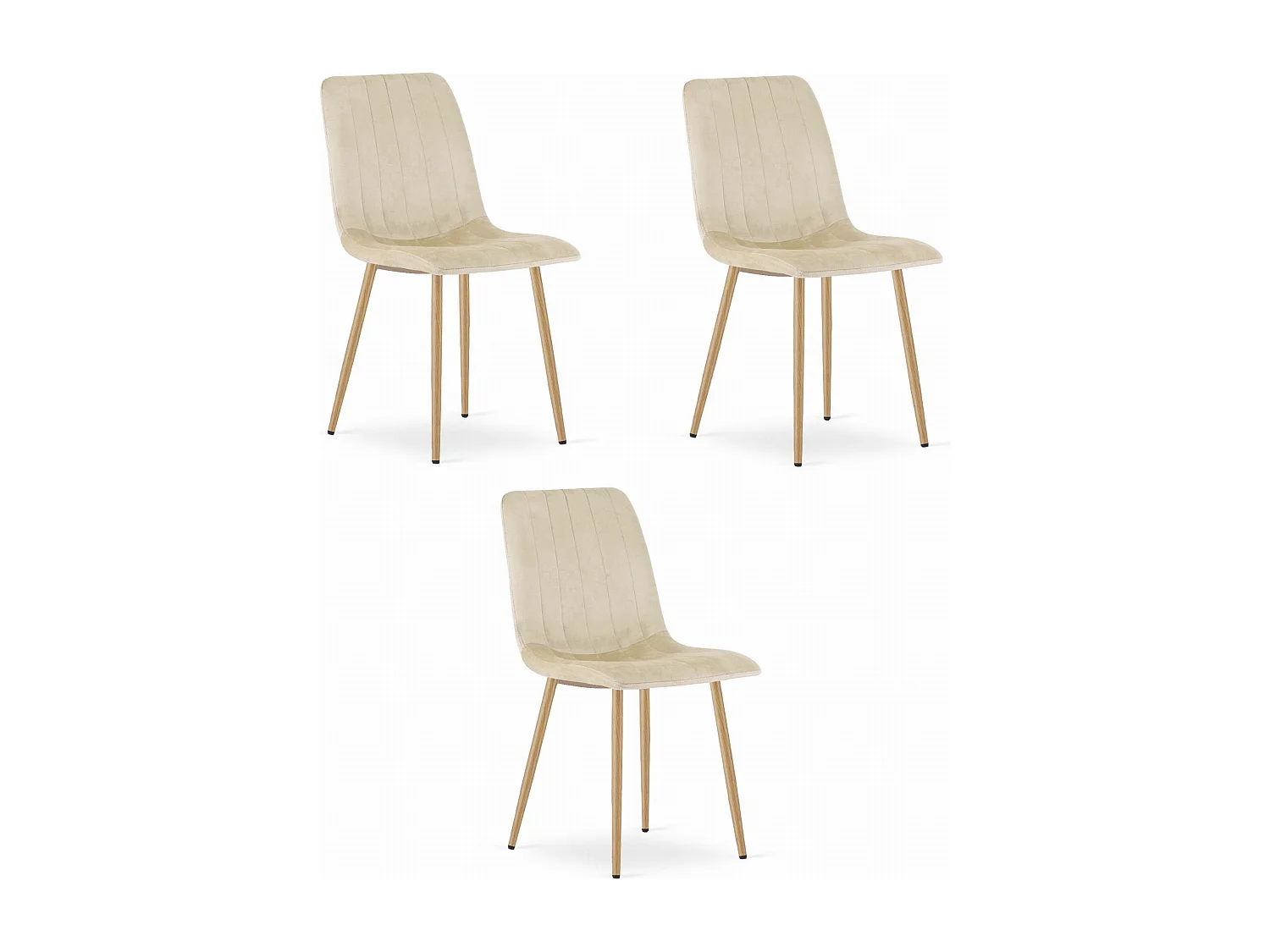 Valora JEWA stoel lichtbeige fluweel houtkleurige poten x3