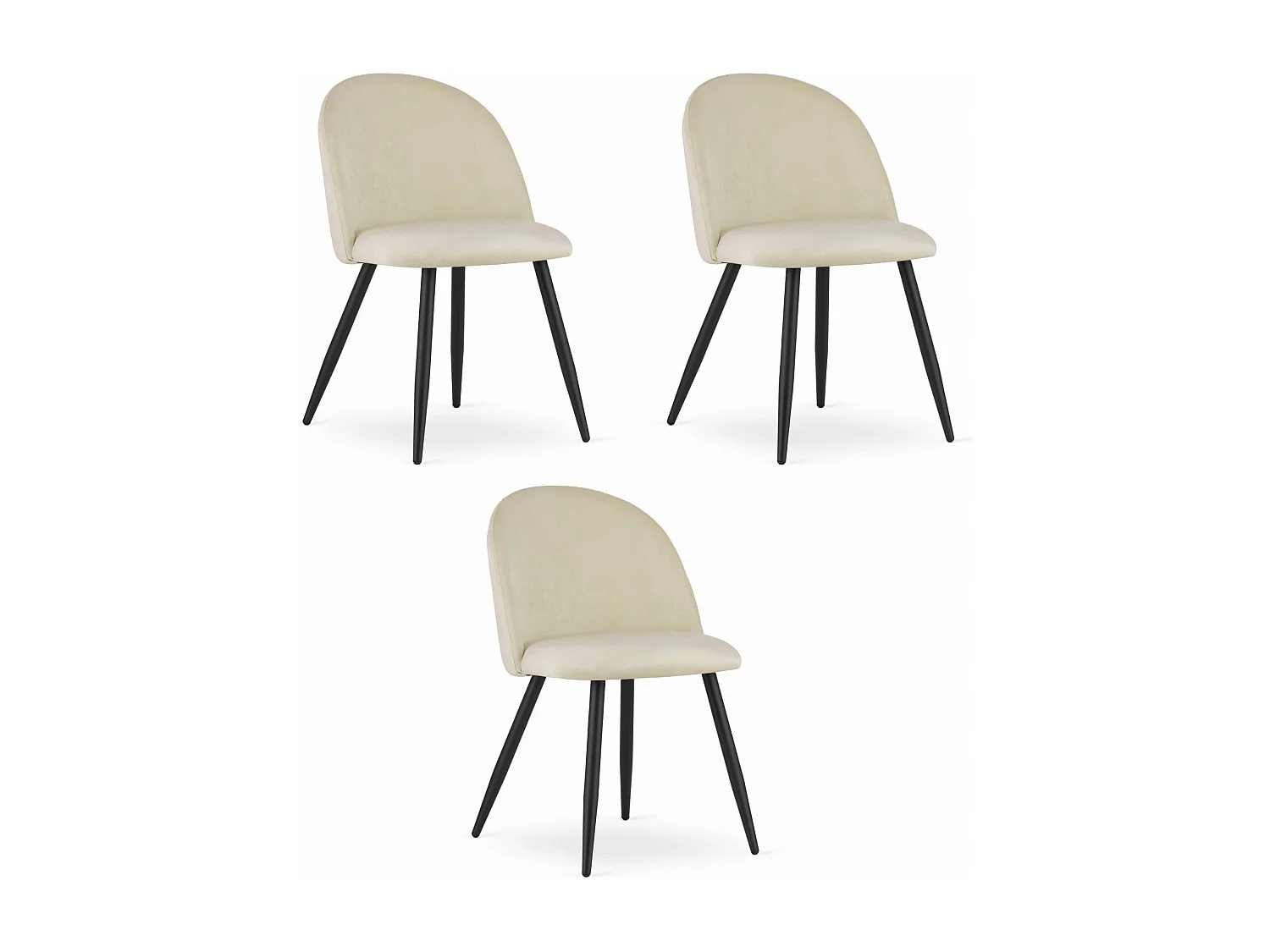 Chaise Valora BELLO en velours beige, pieds noirs x3