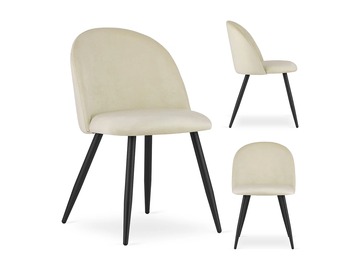 Chaise Valora BELLO en velours beige, pieds noirs x3