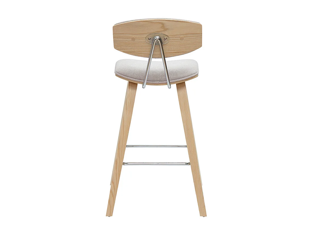 Design-Barhocker aus beigem Stoff mit samtiger Textur und hellem Holz H69 cm (2er-Set) VASCO