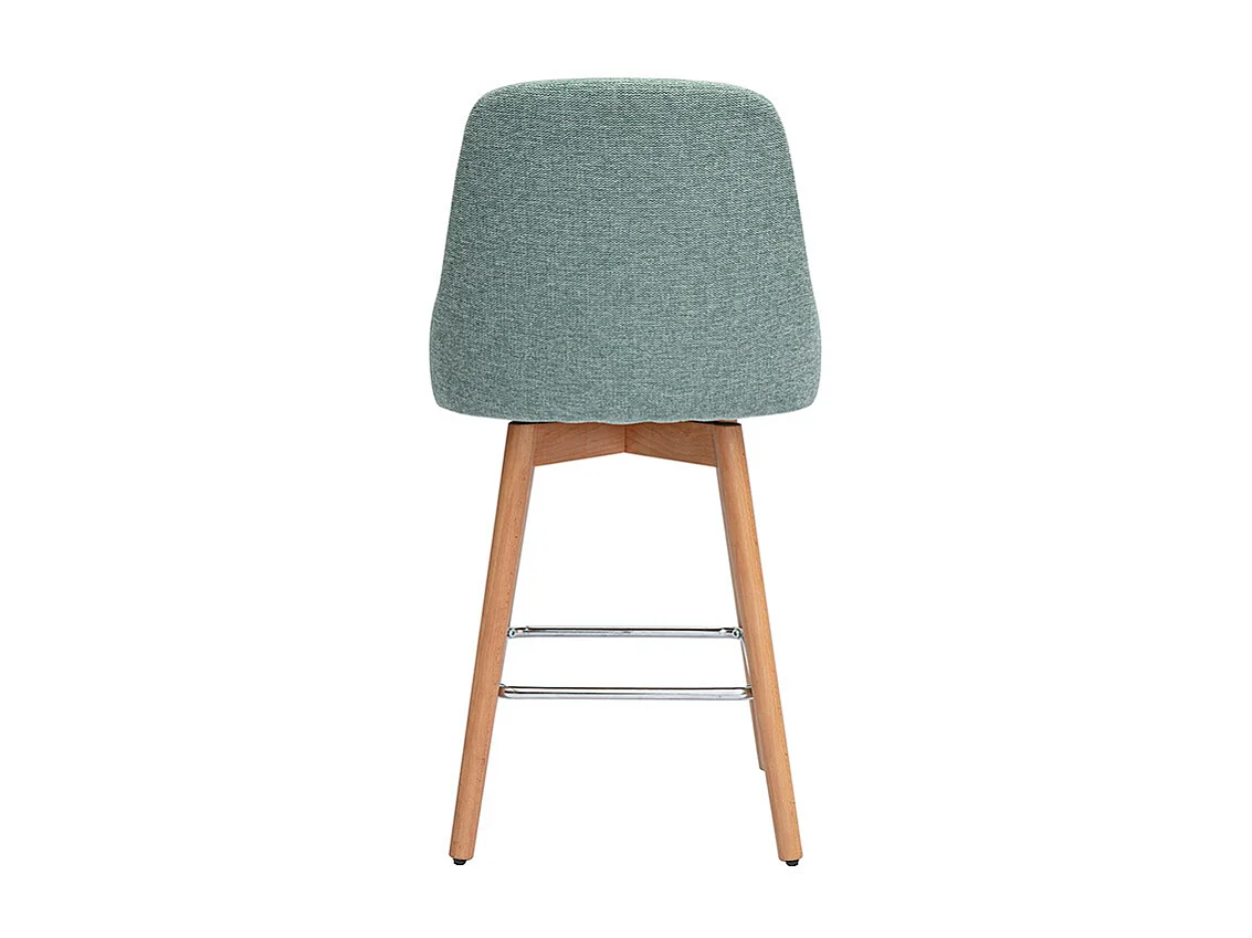 Skandinavische Barhocker 360° drehbar aus Samt-Effekt texturiertem grünem Celadon-Stoff und massivem Buchenholz H65 cm (2er-Set) HASTA