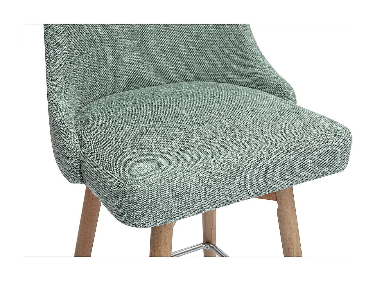 Skandinavische Barhocker 360° drehbar aus Samt-Effekt texturiertem grünem Celadon-Stoff und massivem Buchenholz H65 cm (2er-Set) HASTA