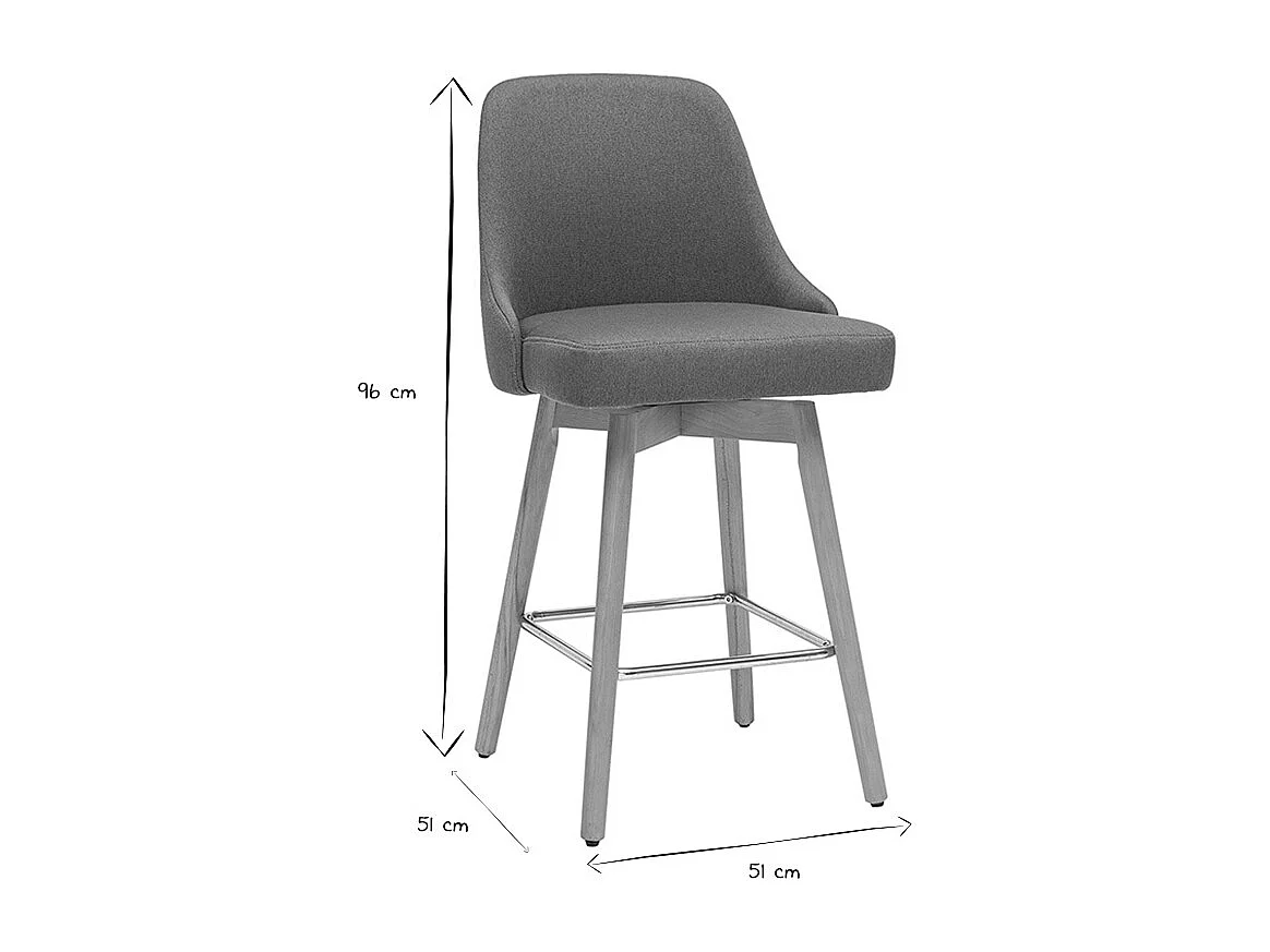 Skandinavische Barhocker, 360° drehbar aus Entengrün Stoff und massiver Buche, Sitzhöhe 65 cm (2er-Set) HASTA