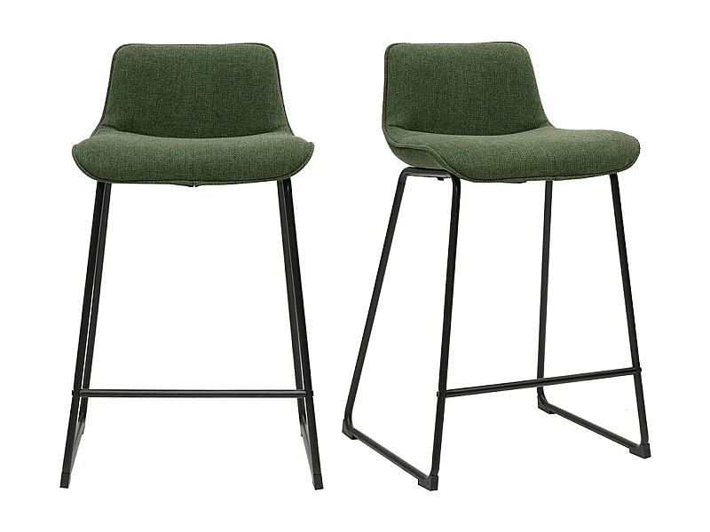 Barhocker aus khakifarbenem Stoff und Metall H65 cm (Set mit 2) BOOST