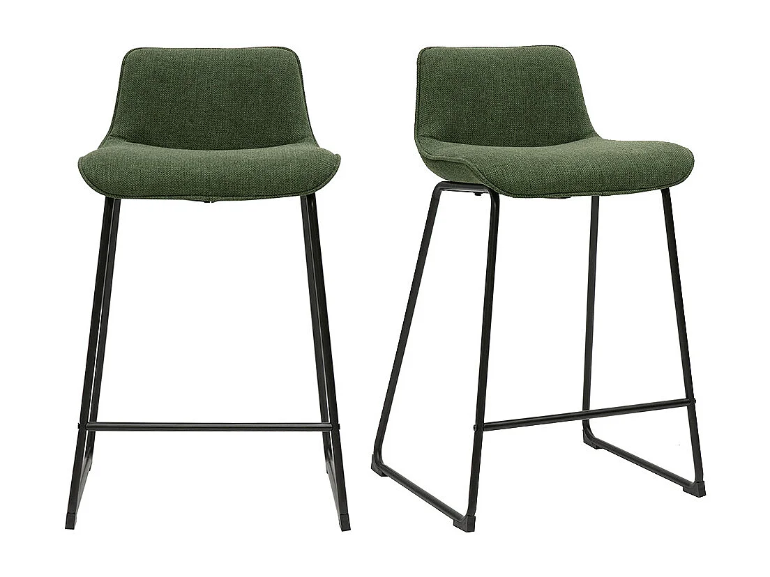 Barhocker aus khakifarbenem Stoff und Metall H65 cm (Set mit 2) BOOST