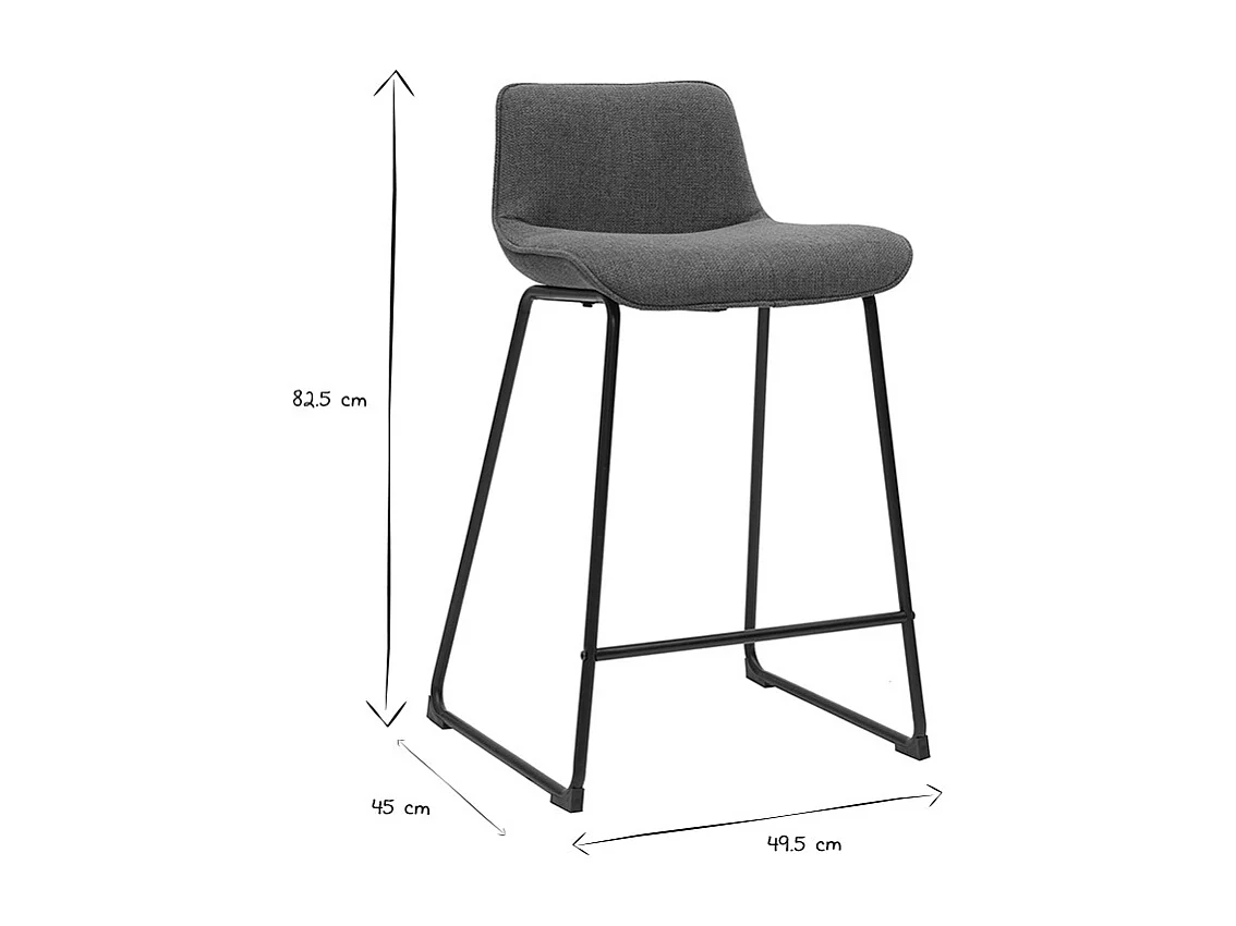 Barhocker aus khakifarbenem Stoff und Metall H65 cm (Set mit 2) BOOST