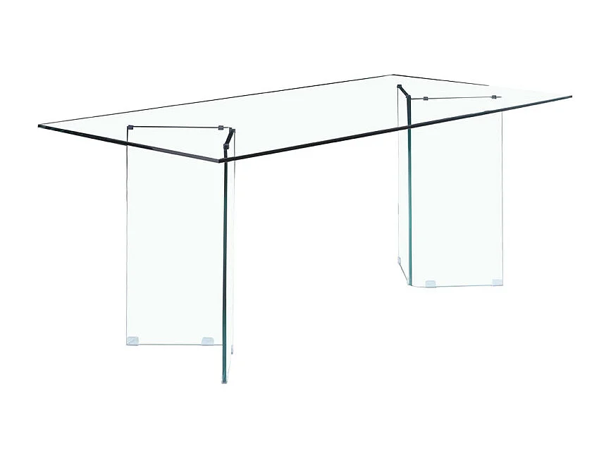 Table de repas 180 x 90 cm avec plateau et pieds en verre trempé - ICE
