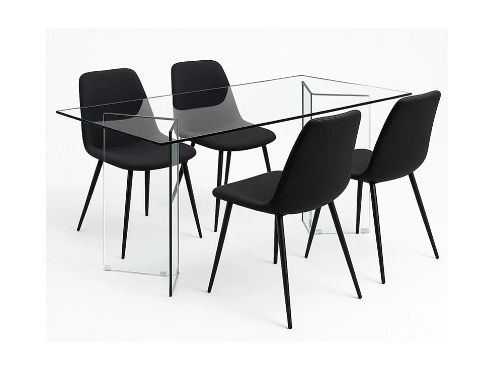 Table de repas 180 x 90 cm avec plateau et pieds en verre trempé - ICE