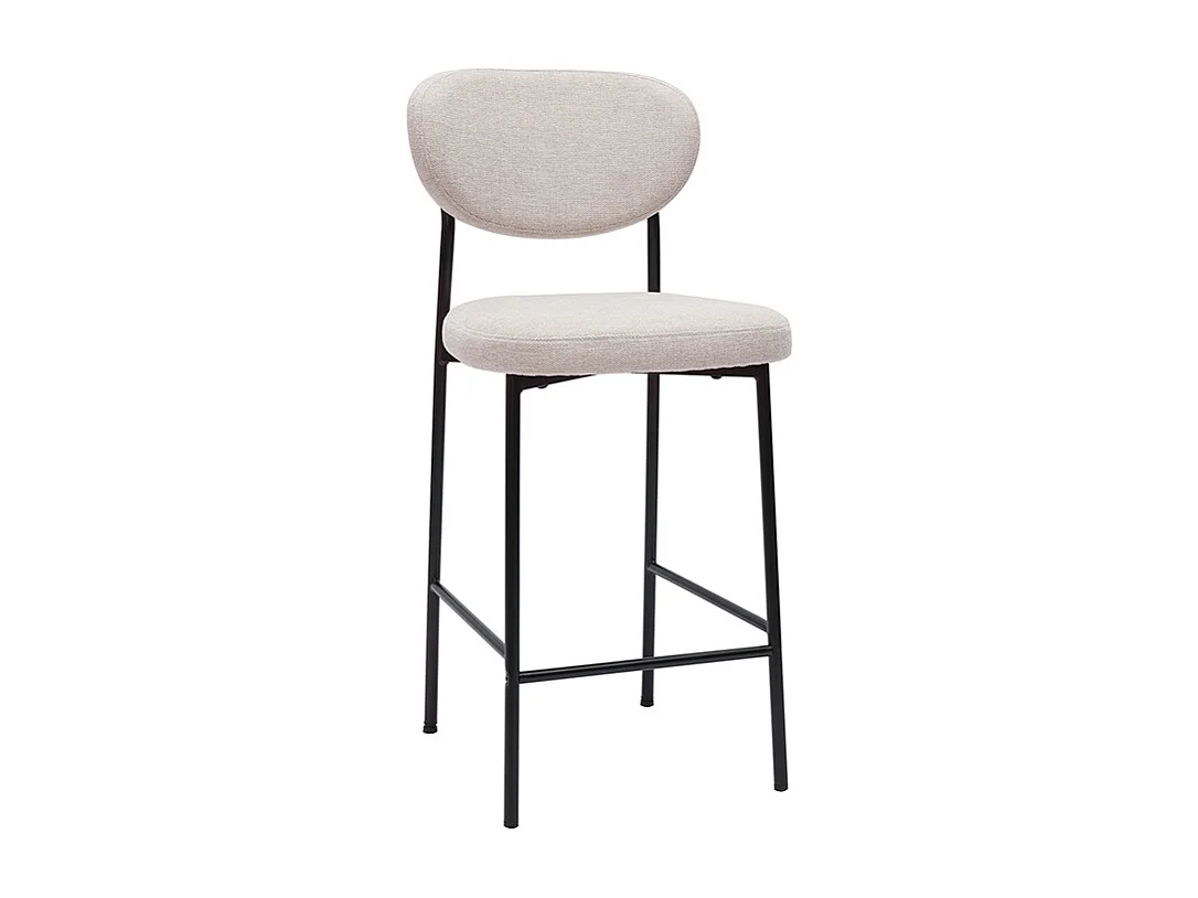 Tabourets de bar fixes en tissu effet velours texturé beige H65 cm (lot de 2) BREKA