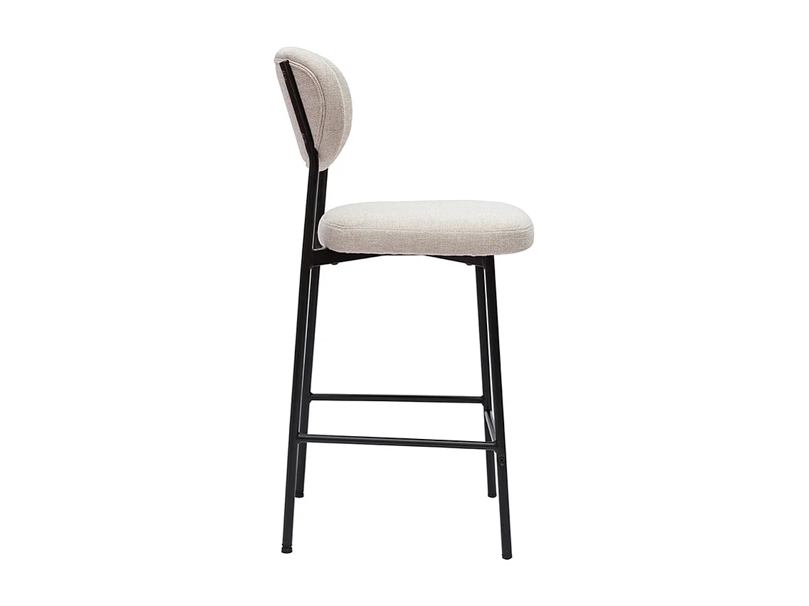 Tabourets de bar fixes en tissu effet velours texturé beige H65 cm (lot de 2) BREKA