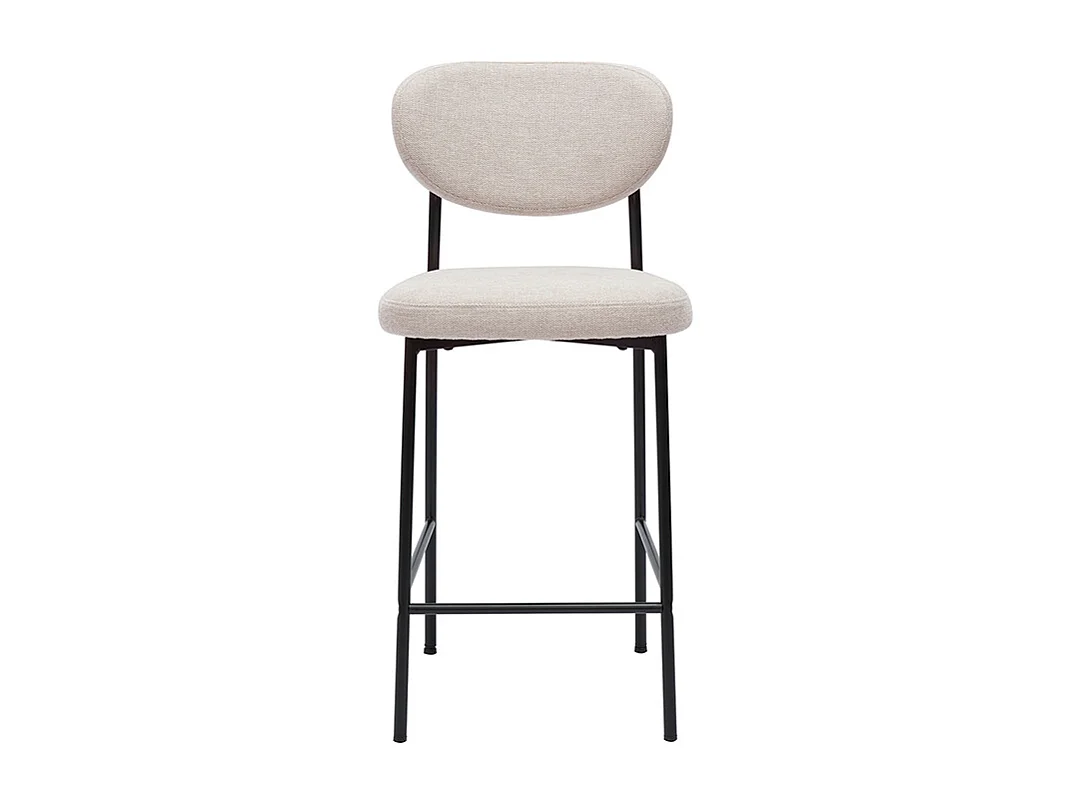 Taburetes de bar fijos de terciopelo texturizado beige de 65 cm de altura (juego de 2) BREKA