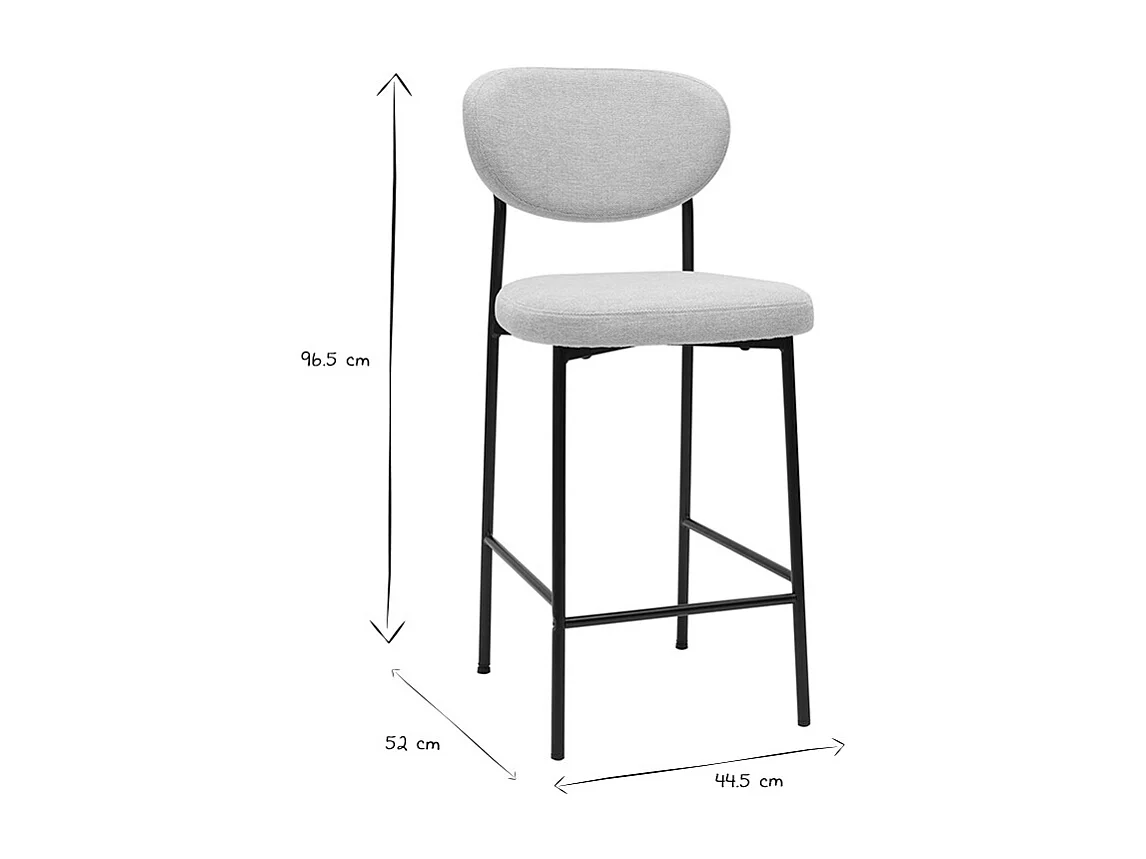 Taburetes de bar fijos de terciopelo texturizado beige de 65 cm de altura (juego de 2) BREKA