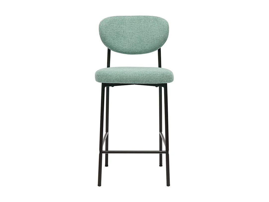 Taburetes de bar fijos de terciopelo texturizado celadón H65 cm (juego de 2) BREKA