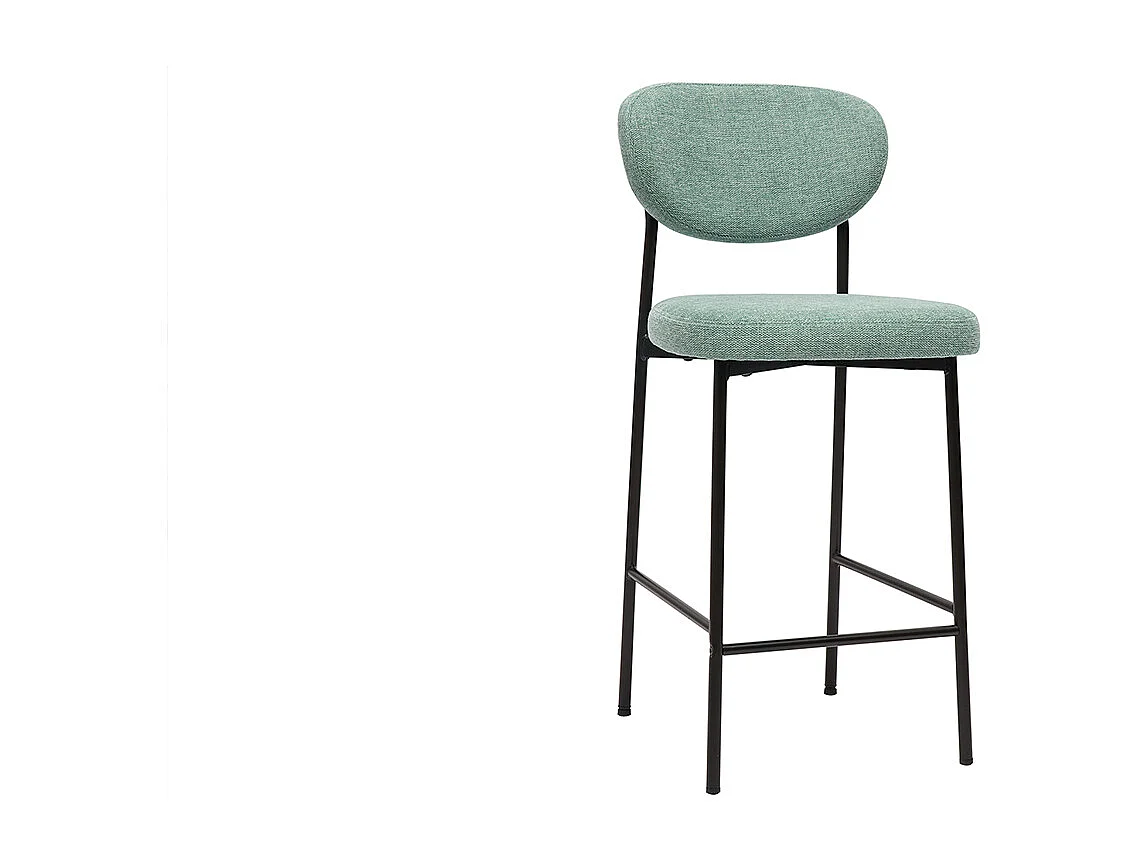 Barhocker mit fester Sitzfläche aus strukturiertem Samtgewebe in Céladon H65 cm (2er-Set) BREKA