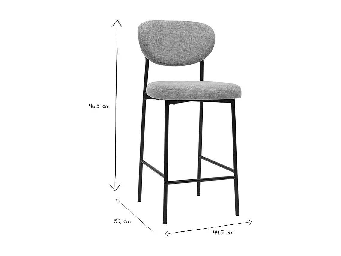 Barhocker mit fester Sitzfläche aus strukturiertem Samtgewebe in Céladon H65 cm (2er-Set) BREKA