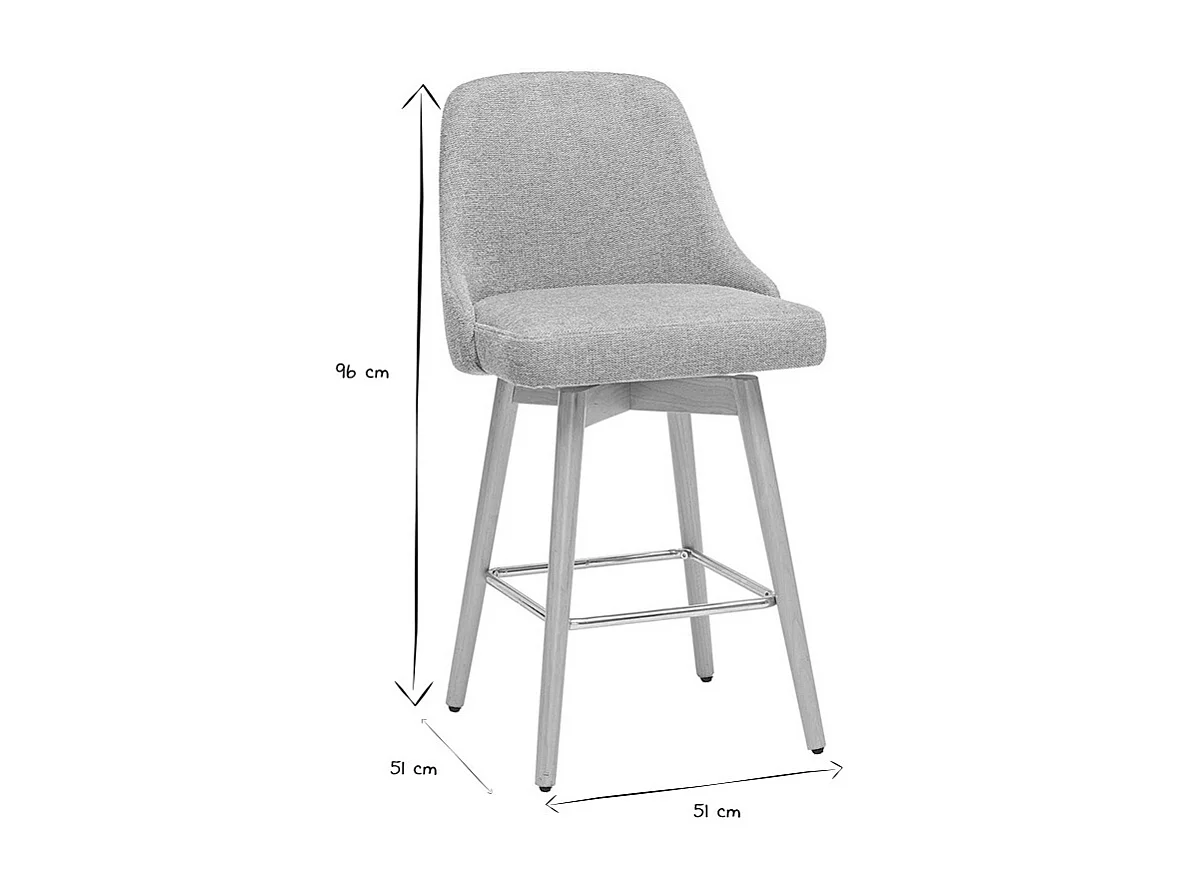 Taburetes de bar giratorios 360° escandinavos en tela de terciopelo texturizado terracota y madera de haya maciza H65 cm (juego de 2) HASTA
