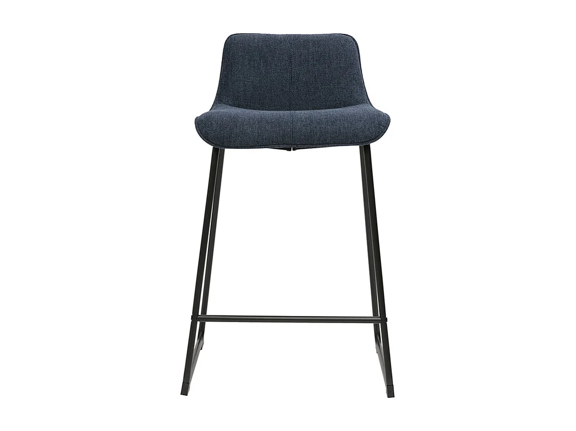 Taburetes de bar de tela con efecto terciopelo texturizado azul oscuro y metal H65 cm (juego de 2) BOOST