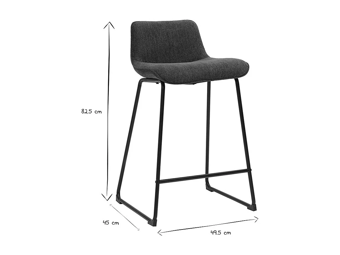 Taburetes de bar de tela con efecto terciopelo texturizado azul oscuro y metal H65 cm (juego de 2) BOOST