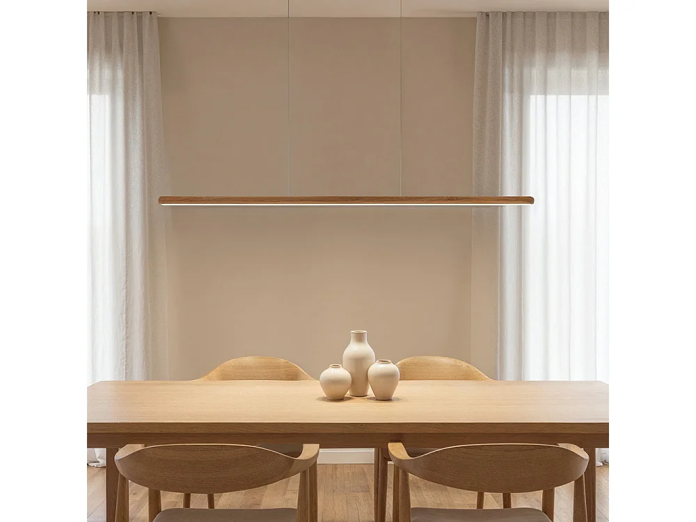 Lumae - Suspension linéaire en aluminium L120cm - Bois clair