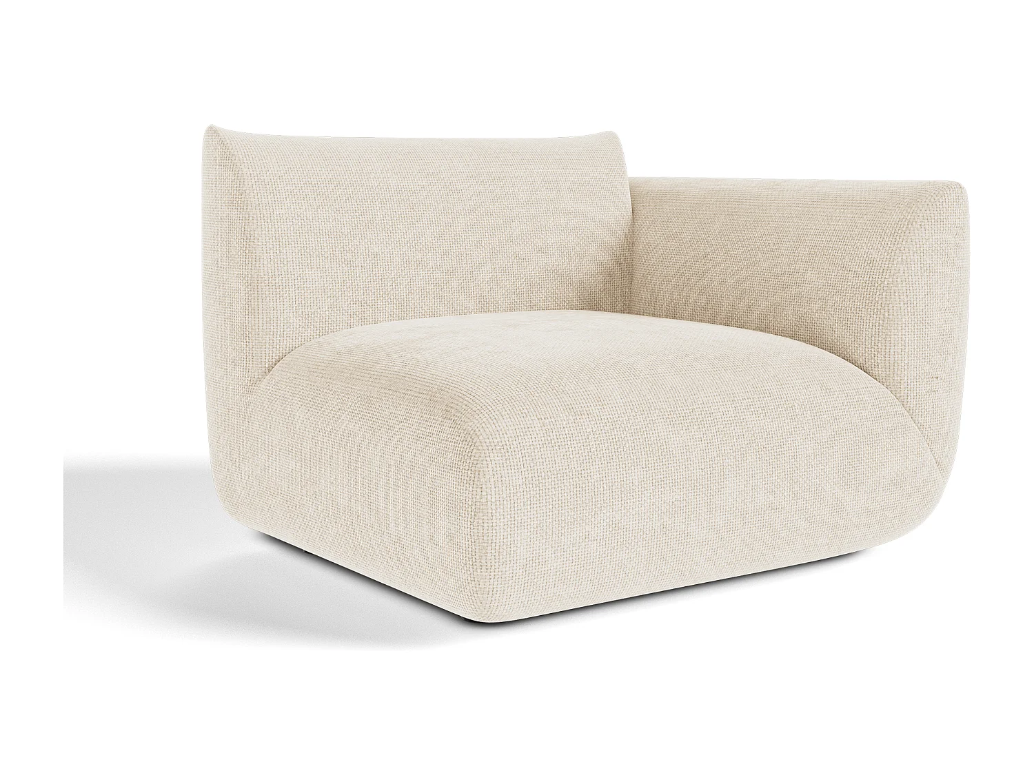 Module d'angle droit NOOMA en velours chenillé crème 108x97cm
