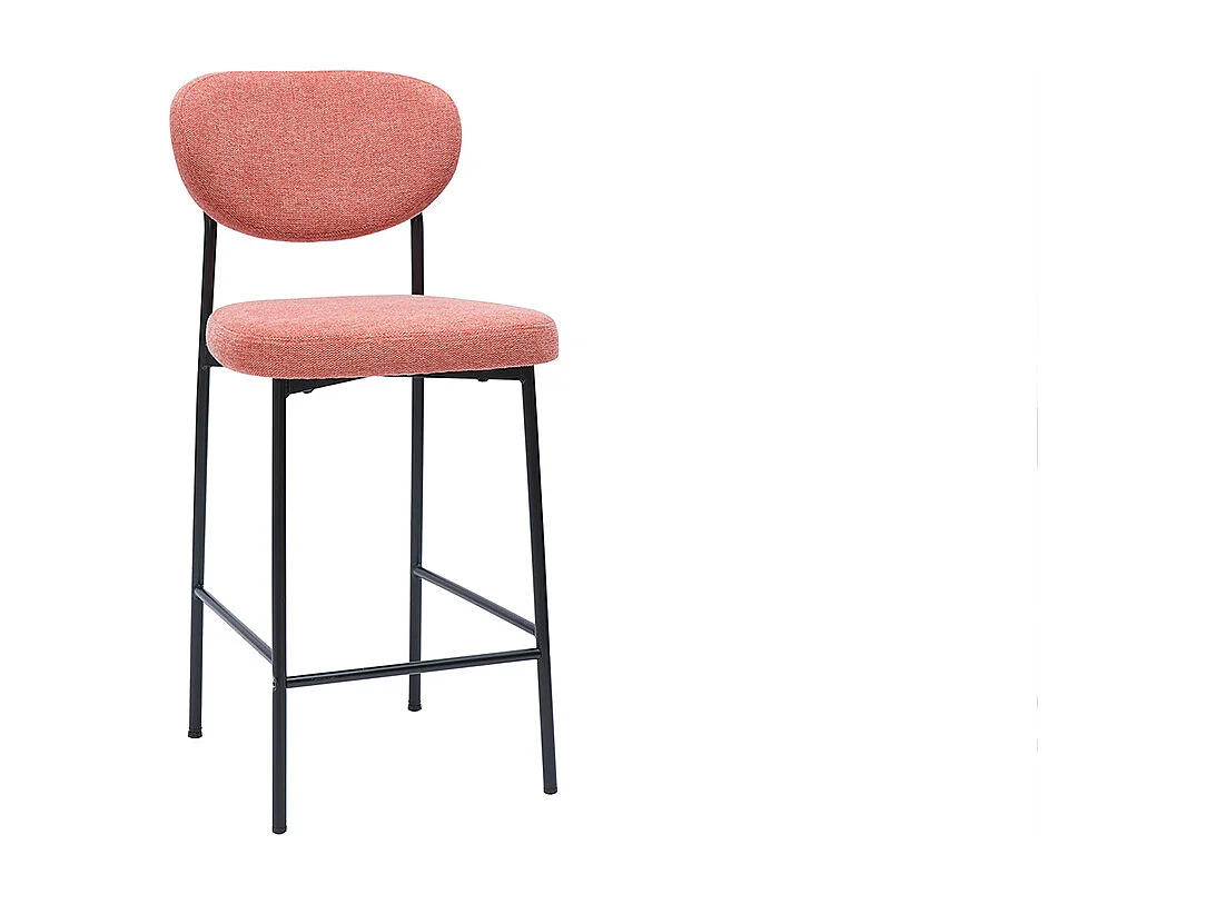 Feste Barhocker aus terrakottafarbenem Textur-Veloursstoff H65 cm (2er-Set) BREKA