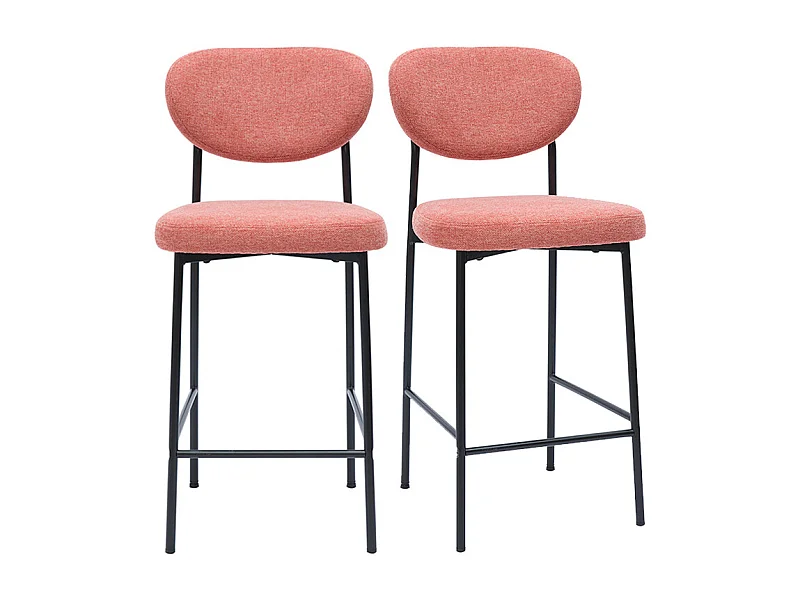 Tabourets de bar fixes en tissu effet velours texturé terracotta H65 cm (lot de 2) BREKA
