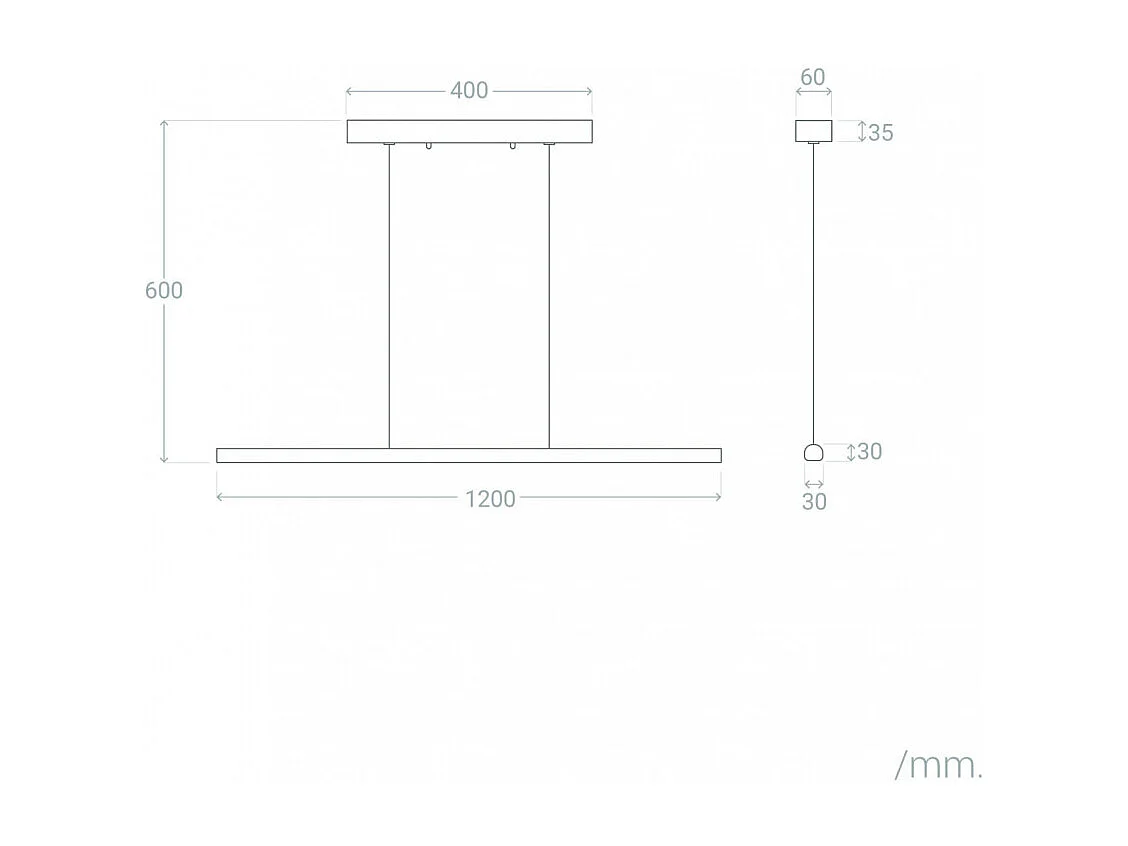 Lumae - Suspension linéaire en aluminium L120cm - Noir