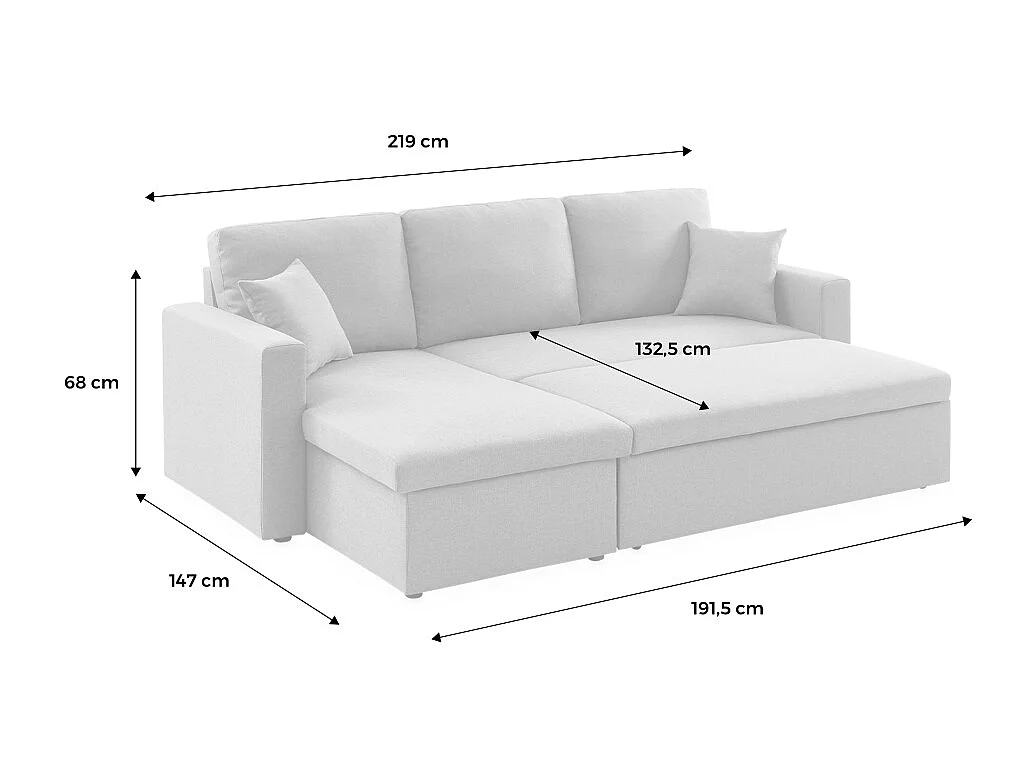 Canapé d'angle convertible en tissu bouclettes kaki - IDA - 3 places. fauteuil d'angle réversible coffre rangement lit modulable
