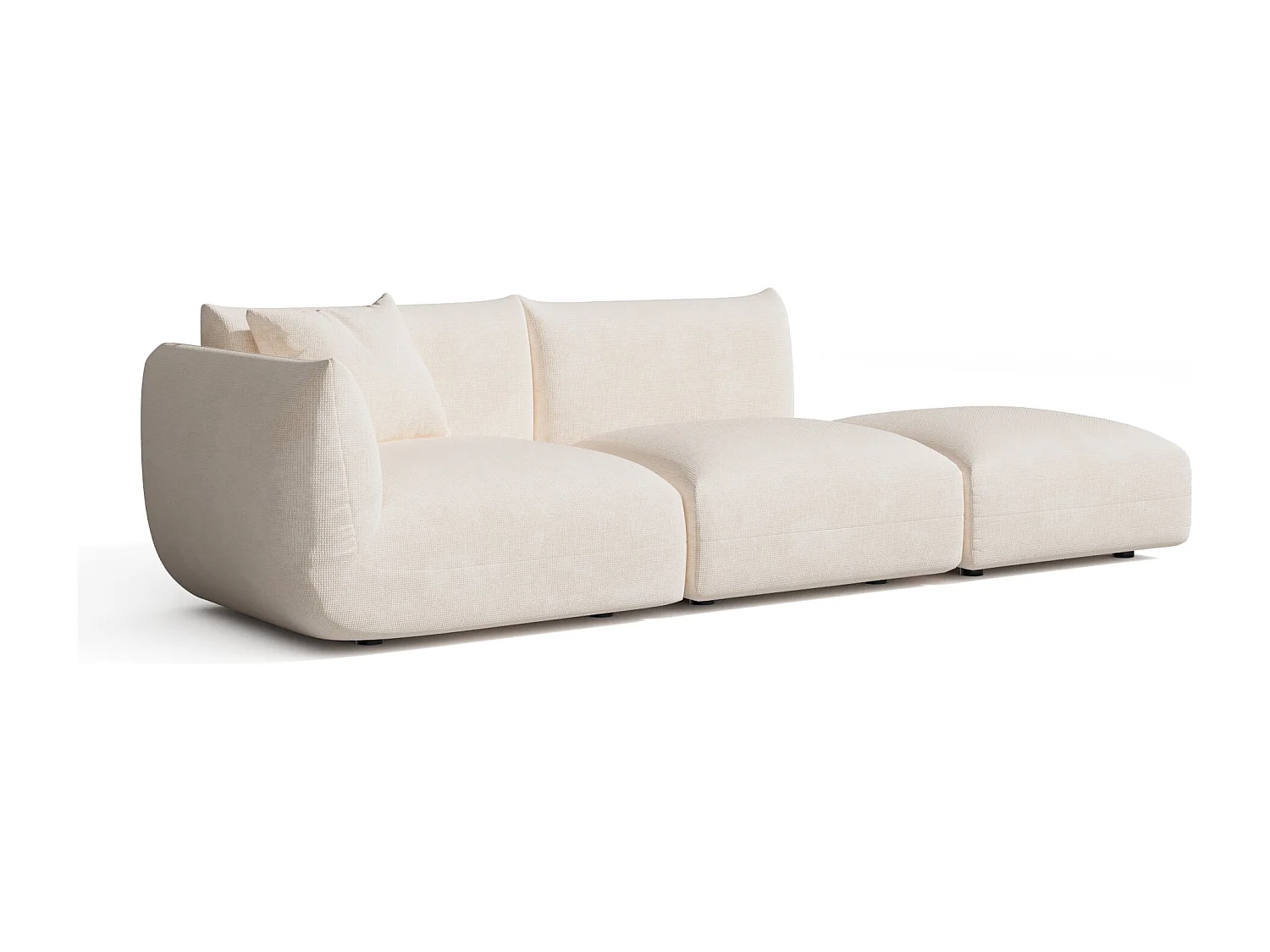 Canapé modulable 4-5 places gauche velours chenillé crème NOOMA