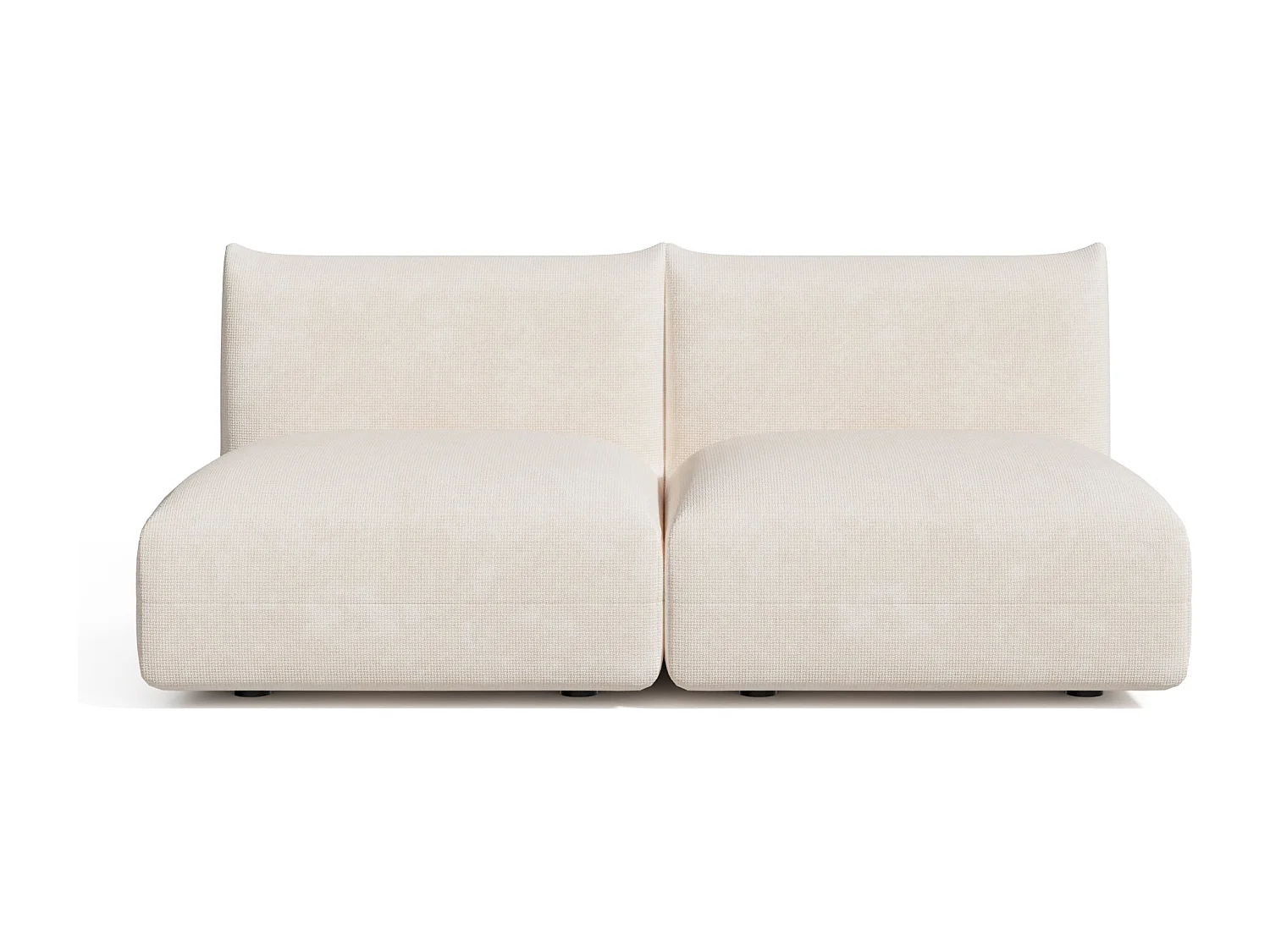 Canapé modulable 3 places velours chenillé crème NOOMA