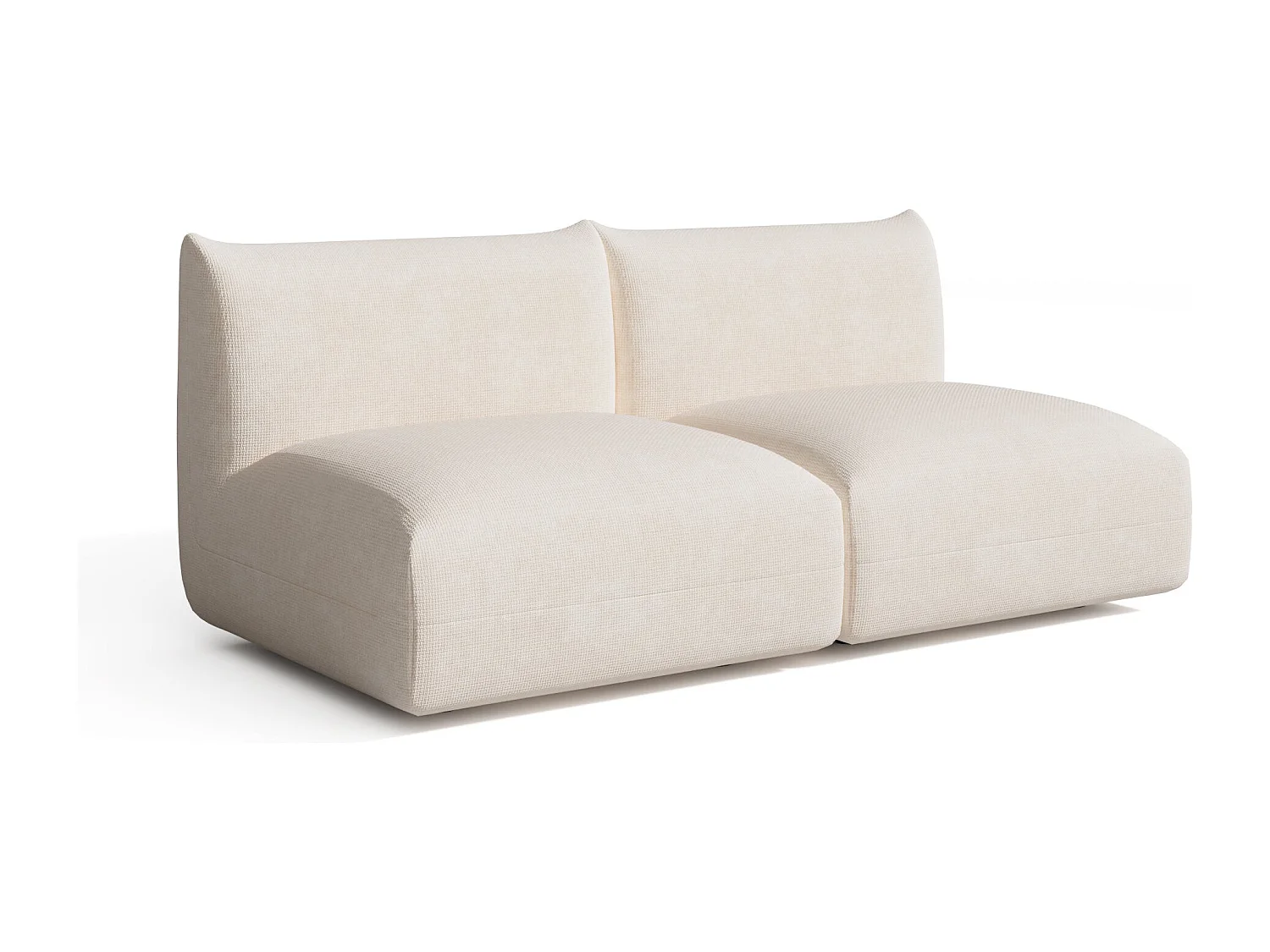 Canapé modulable 3 places velours chenillé crème NOOMA