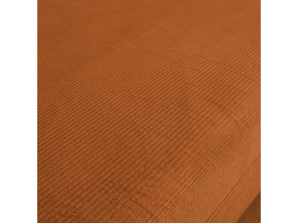 Divano letto futon in velluto a coste e struttura cromata, terracotta