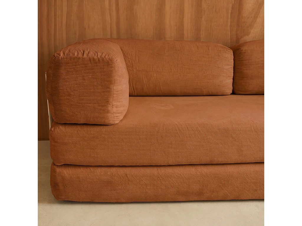 Sofá cama envasado al vacío plegable futón de pana con estructura