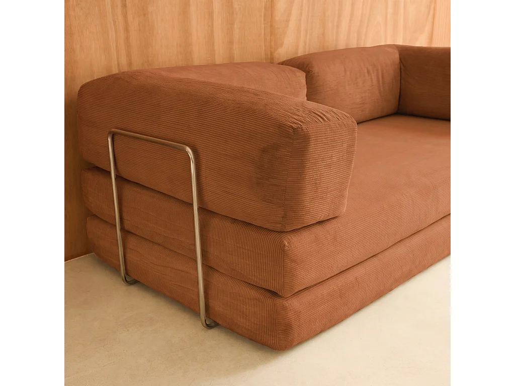Sofá cama envasado al vacío plegable futón de pana con estructura
