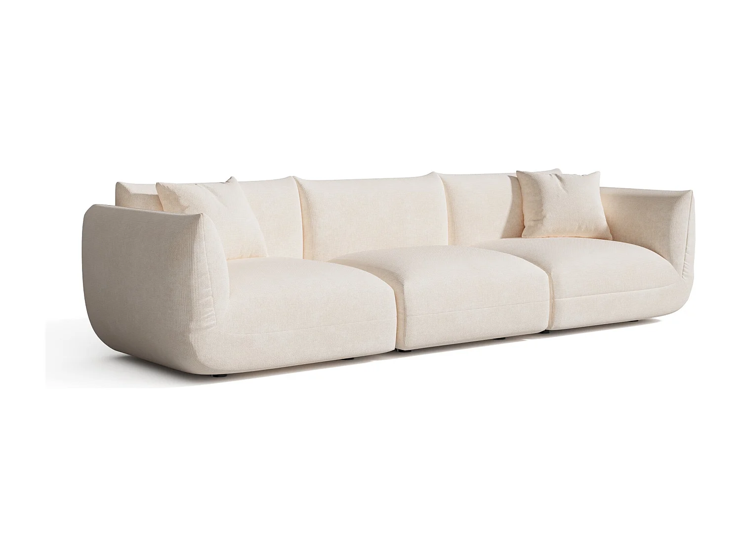 Canapé modulable 4-5 places velours chenillé crème NOOMA