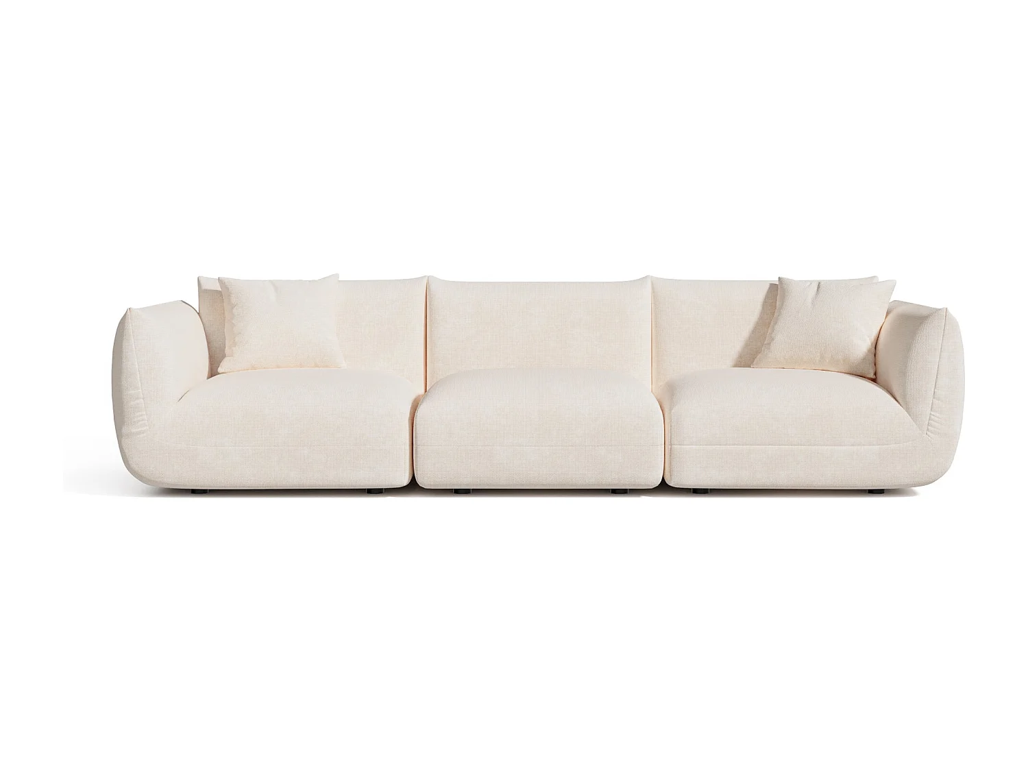 Canapé modulable 4-5 places velours chenillé crème NOOMA