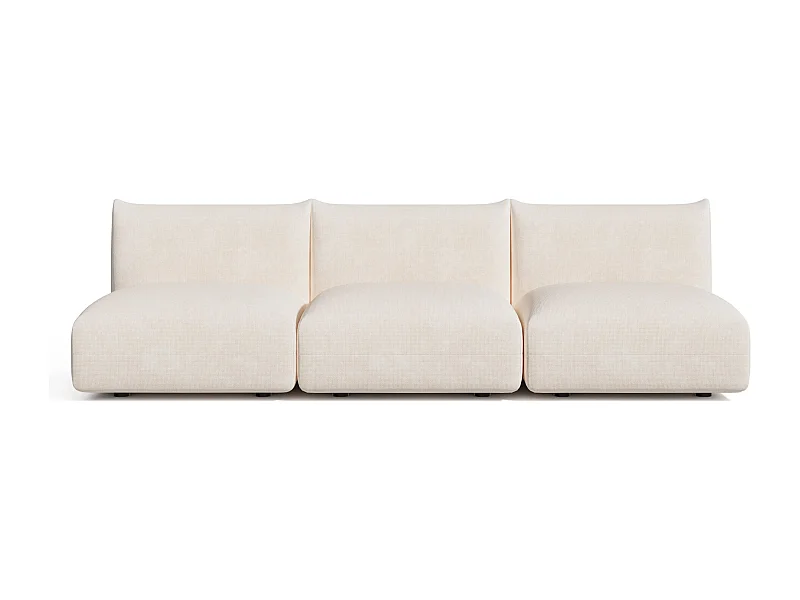 Canapé modulable 4-5 places velours chenillé crème NOOMA