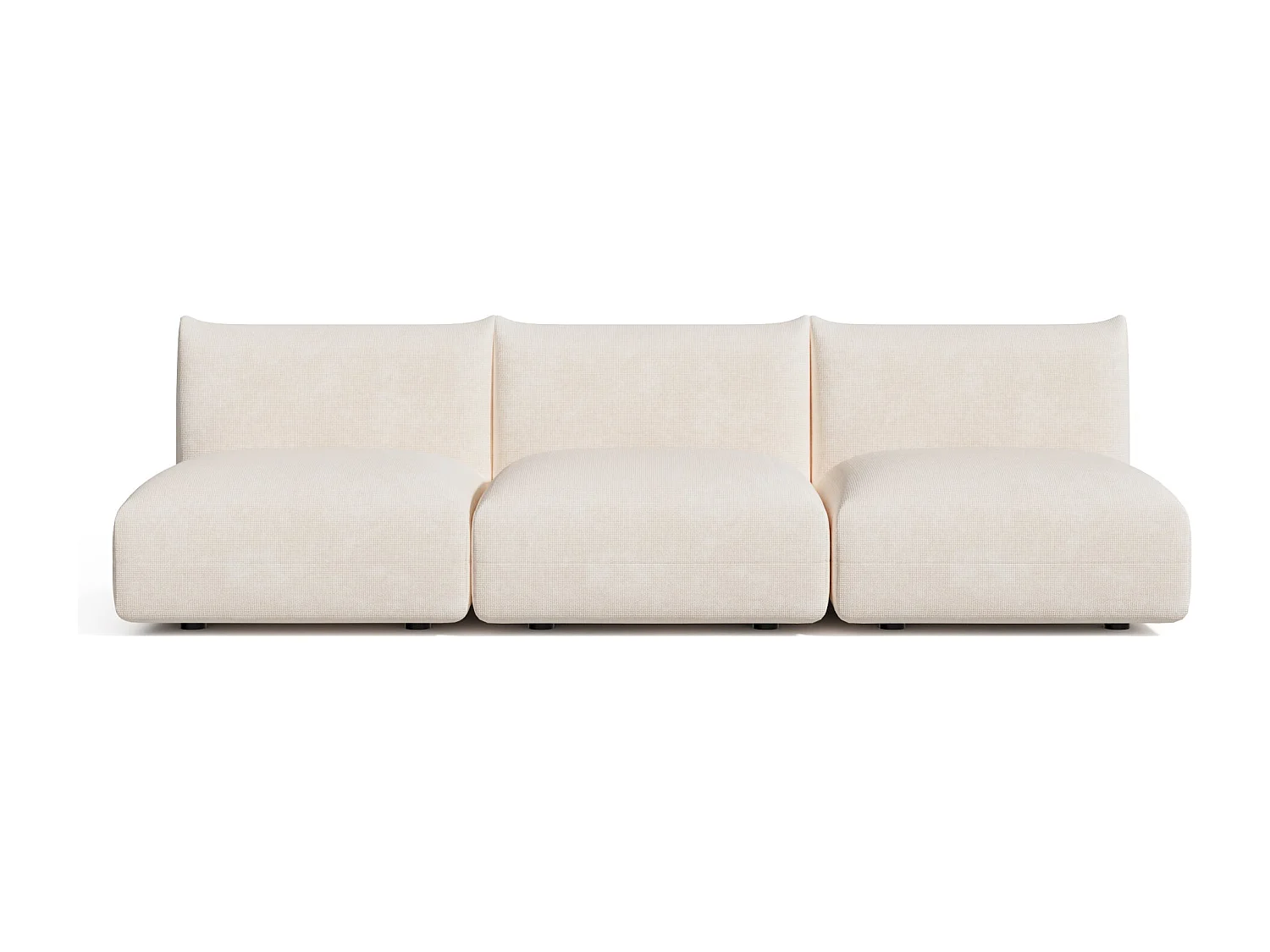 Canapé modulable 4-5 places velours chenillé crème NOOMA