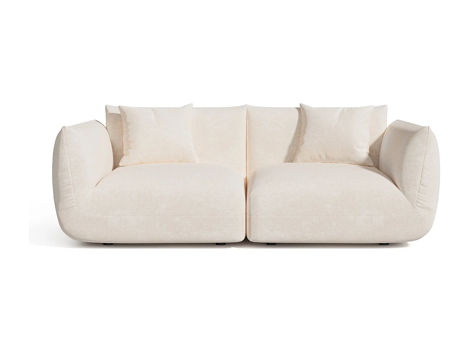 Canapé modulable 3 places velours chenillé crème NOOMA